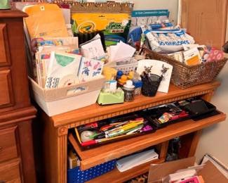 Office and craft supplies, baskets, storage bins, desk accessories lot