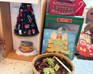 Christmas Keepsake book, Letters book, mini decorated tree, holiday collectibles lot