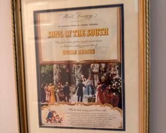 Walt Disney Song of the South Uncle Remus framed movie poster print, Disney collectible