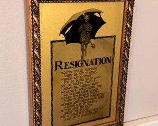 Framed Resignation poem print, vintage illustrated verse, wall art