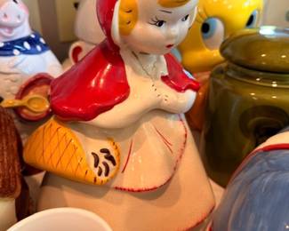 Little Red Riding Hood ceramic cookie jar, vintage figurine, kitchen collectible