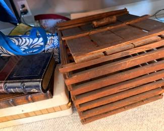 Vintage wooden slat crates, antique egg crate, primitive farmhouse decor
