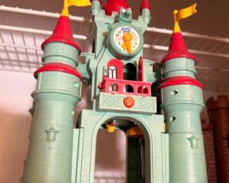 Vintage Disney princess castle playset toy with clock tower, collectible children's toy
