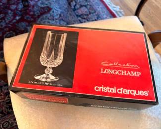 Cristal d'Arques Longchamp crystal stemware set in box, French lead crystal glasses, new in box