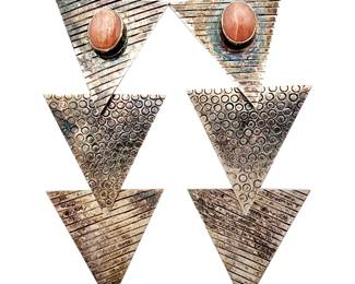 Vintage Ecuador 900 Silver Textured Dangle Earrings