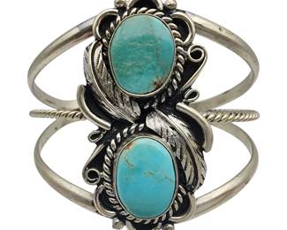 Mexico Sterling Turquoise Cuff Bracelet