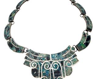 Signed TM Mexico Sterling Inlay Necklace