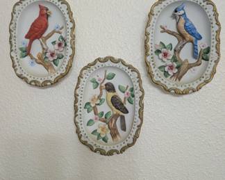 Vintage porcelain bird wall hangings