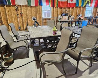 6 Chair Patio Set w/Tile Top & (2 Swivel Chairs)