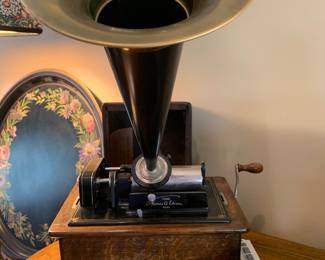 Thomas Edison Home Phonograph with a Witches Hat Horn