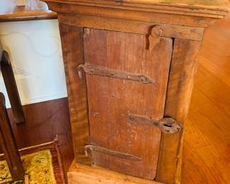 Dutch very early primitive cabinet featuring heavy aged metal hinges and latch