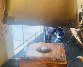 antique Victorian collar box made into a lamp