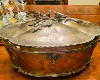 Napleonic era French jewelry casket with original key (notice the engraving of Napoleon on lid)