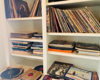 large collection of 1960's --1970's Rock and Roll LPs and vintage Rock and Roll music books,--plus early 78s