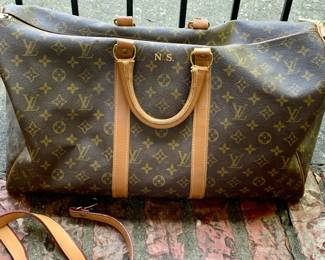 A Louis Vuitton Leather monogramed Keepall Duffel bag that was made by the French Company for Louis a Vuitton. It’s considered 100 percent authentic. Google the name to see. 