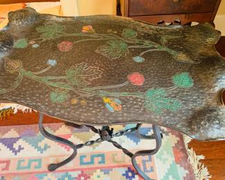 Arts and Crafts Spanish Revival wrought iron painted table --very rare