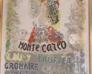 color lithographic exhibition poster titled "Galerie Rapaire-Monte Carlo" by Russian French artist Constantin Terechkovitch 1965