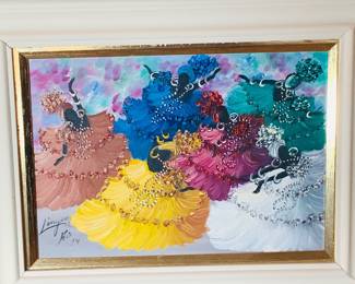 Lingem Linda Margem heavy impasto oil colorful Brazilian Dancers--original