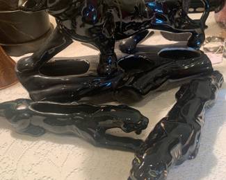 1960's 3 piece set of black Panthers planters--very retro