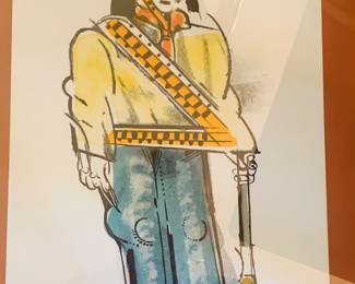 signed lithograph titled "Cangaceiro" by Brazilian artist Aledmir Martins dated 1991