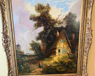 Original large oil on canvas with 1880 date and a tag that reads John Paul--a British artist who lived in 1804-1887