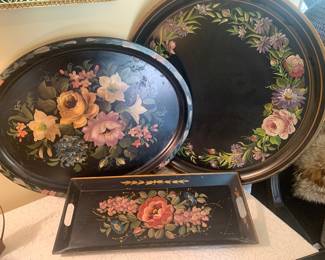 Tole painted trays--we have several matching Tole boxes