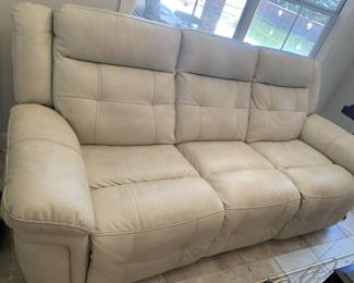 leather sofa with recliners on each end