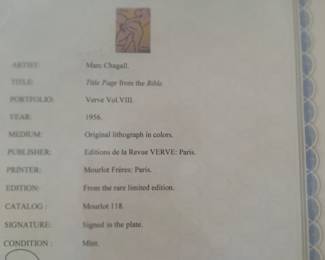 auction info on Chagall