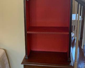 Early Mahogany narrow bookshelf with lower drawers