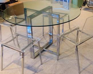Lucite table and four chairs