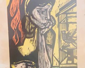 Irving Amen woodcut 1918-2011 "I and Thou"--signed 
