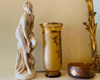 2nd gold French Opaline glass and lovely classical lady