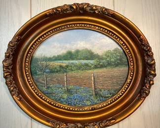 Original detailed bluebonnet oil painting