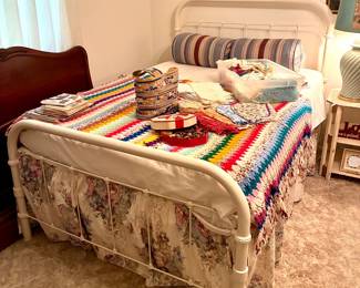 Antique Full Cast Iron Bed with mattress and box spring