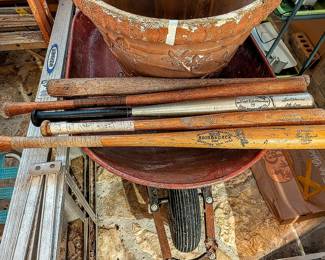 vintage baseball bats, little league and standard sizes