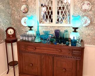 Matching Karotkin Furniture Co. Mid-century Colonial Revival China Hutch, Dining Table & Buffet