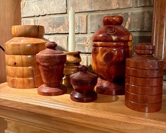 Hand made wood canisters
