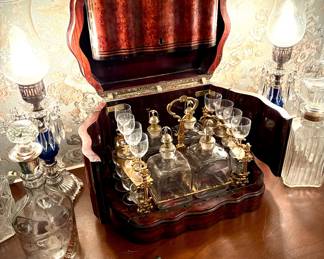 Antique 19th Century French Napoleon III "Cave à Liqueur" Burl Wood liquor cabinet