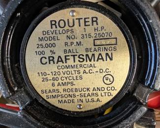 🔧 Craftsman Commercial Router Model: 315.25070