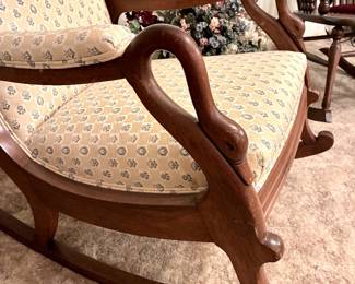 Antique carved swan rocker