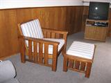 This chair, stool and sofa are AMAZING! Perfect for your cabin -as is- or paint them white for your beach house...you can only wish for such... how about your basement- dorm or craftsman den...lots of options!