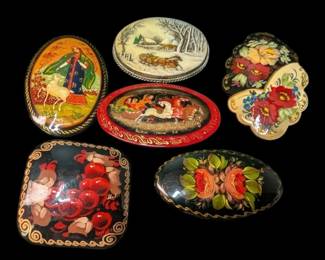 Russian HandPainted Brooches