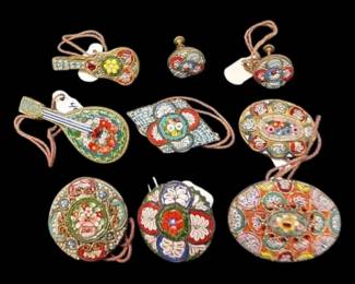 Italian Micro Mosaic Earrings Brooches