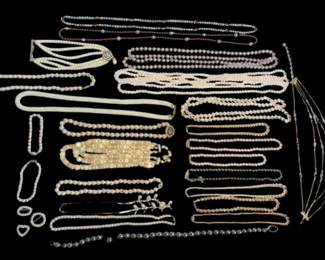 Faux Pearl Necklaces, Bracelets, Pins