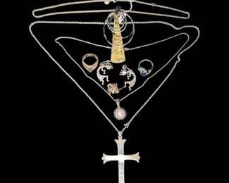 Sterling Silver Necklaces, Rings, More 50.09g Total