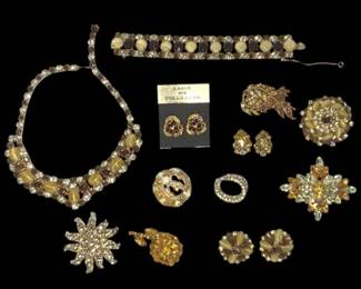 Amber Rhinestone Costume Jewelry