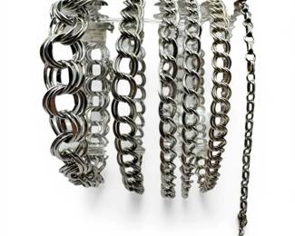 Sterling Silver Bracelets Including Double Triple Link Chains 51g Total