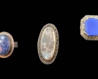 Sterling Silver Rings Mother of Pearl, Lapis Lazuli, More 50.64g Total
