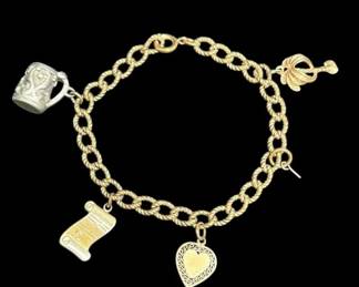 Gold Filled Bracelet w Two 14k Charms