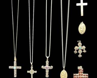 Sterling Silver Chains And Pendants 50g Total